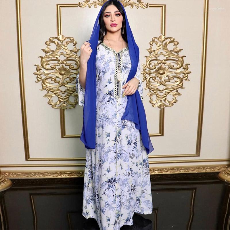 

Ethnic Clothing Moroccan Muslim Dress Middle East Arab Abaya Long Skirt Suit Islamic Ramadan Hijab Kaftan Plus Size
