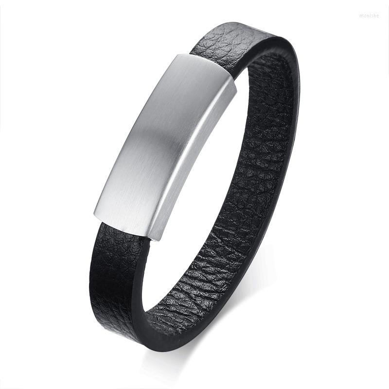 

Bangle 2023 Stainless Steel Magnet Buckle Logo Microfiber Leather Suitable For Men's Simple Style And Fashion Bracelet