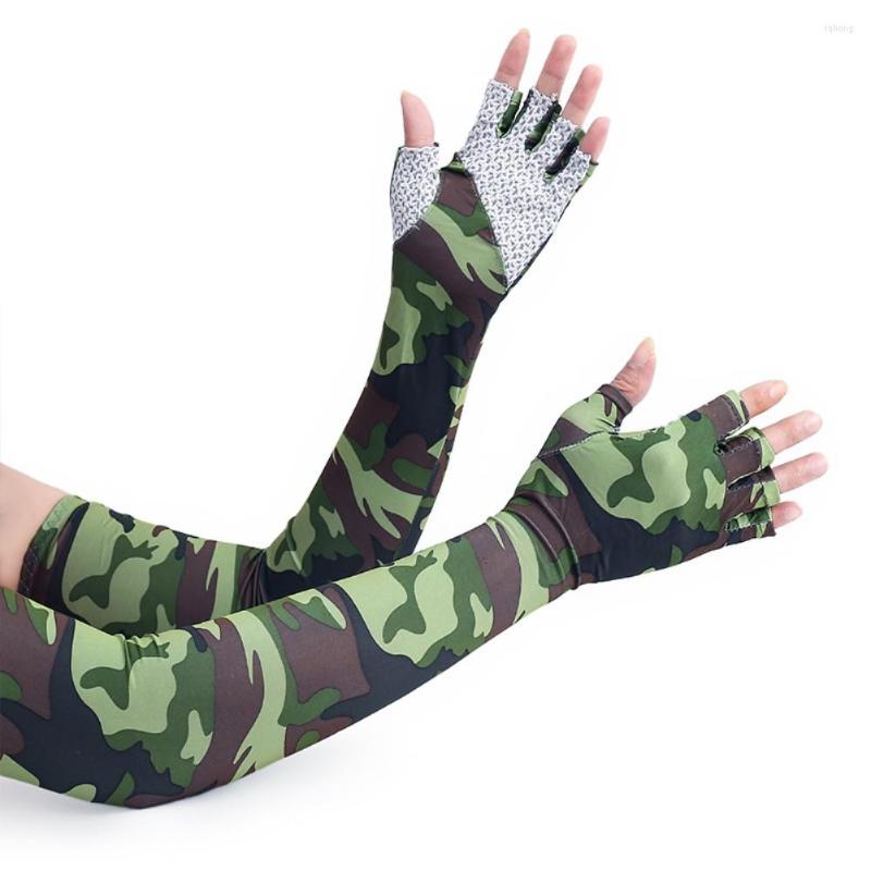 

Knee Pads Climbing Arm Cover Sun UV Protection Ice Cool Sport Sleeves Fishing Cycling Running With 5-finger Cuff, Mg