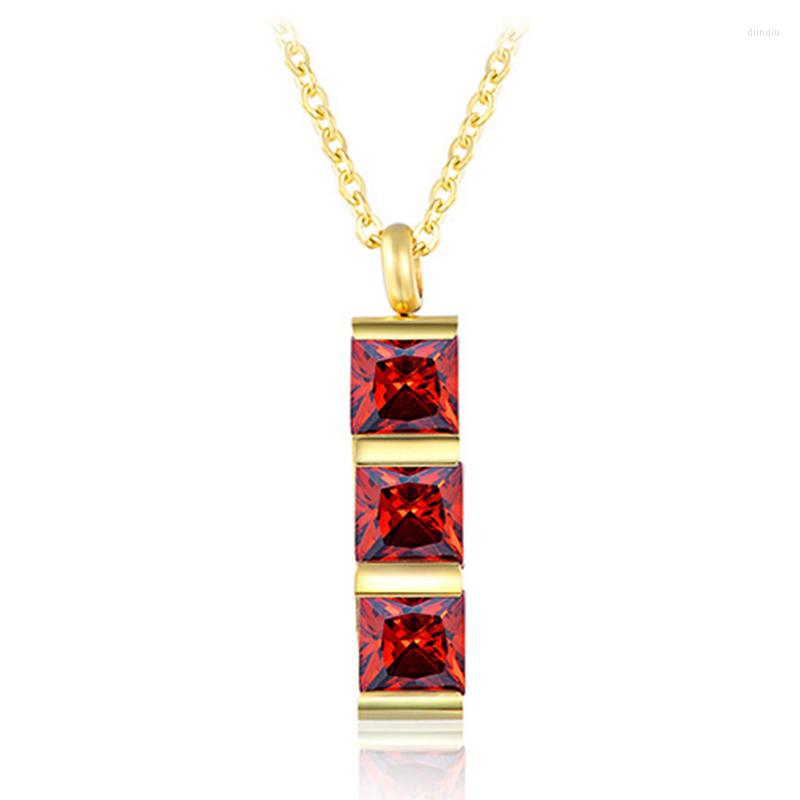 

Pendant Necklaces Classic Permanent Gold Color Stainless Steel CZ Necklace For Women
