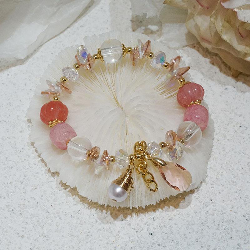 

Bangle Shiny Crystal Pumpkin Natural Stone Bracelets Women Jewelry