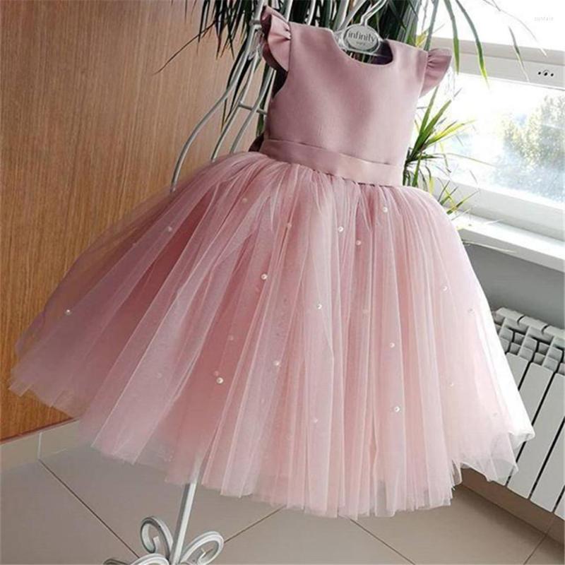 

Girl Dresses Lovely Pink Flower Tulle O-Neck Ball Gown Big Bow Appliques Little Pageant Gowns Girls First Holy Communion Dress, White