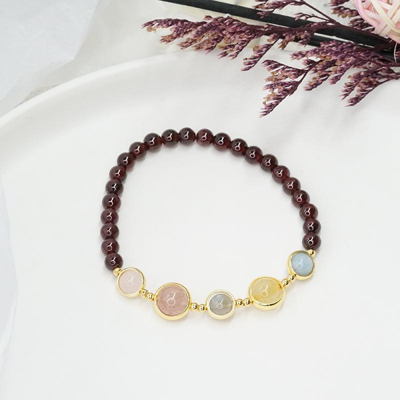 

Bangle Garnet Handmade Women Fashion Five Elements Stone Natural Bracelet Jewelry
