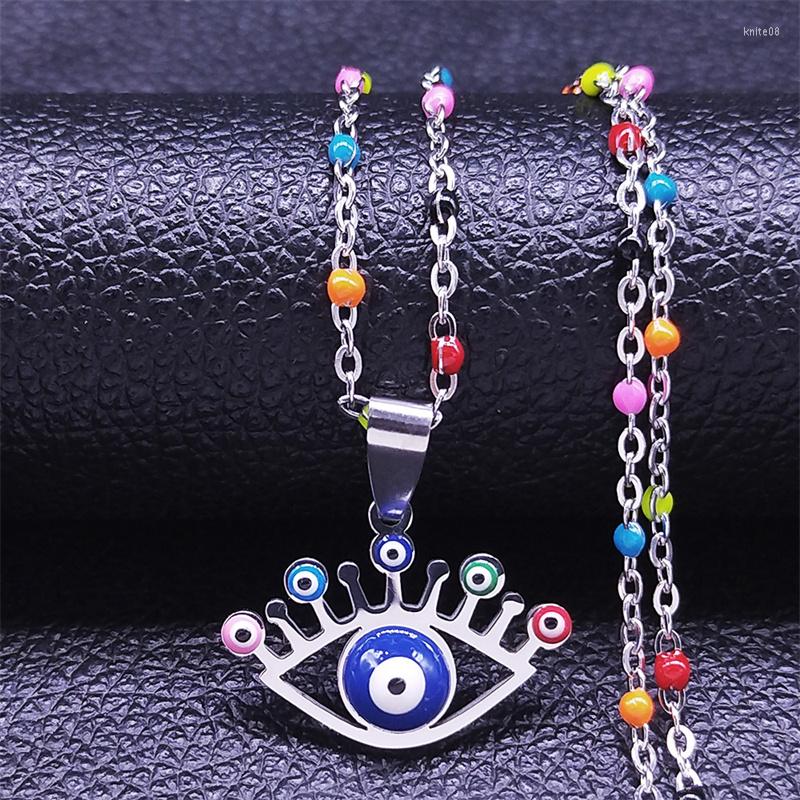 

Pendant Necklaces Stainless Steel Turkey Eye Chain For Women Gold Color Islam Muslim Jewlery Collar Acero Inoxidable N5214S04
