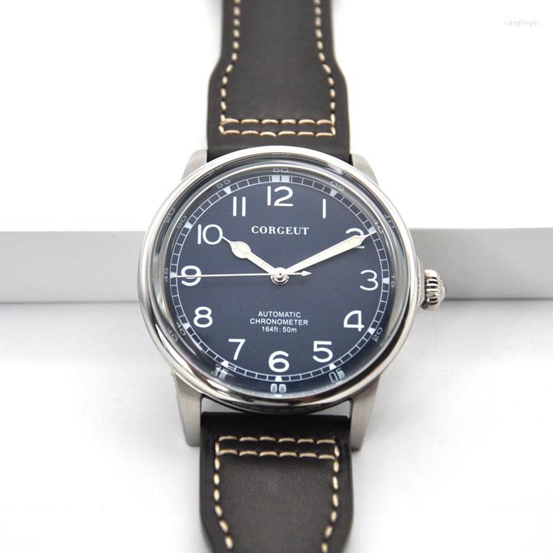 

Wristwatches 41MM Blue Dial Miyota8215 Automatic Movement Silver 316L Stainless Steel Case Green Luminous Waterproof Mens Watch, Seagull1612 core