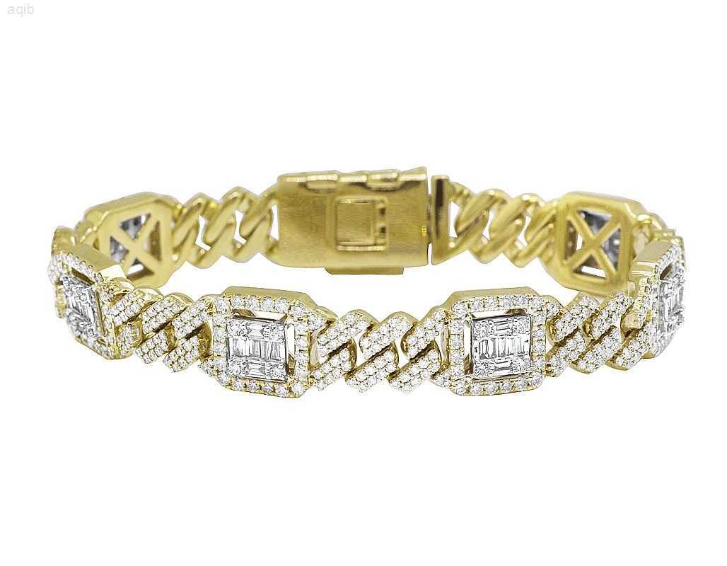 

Iced Out Bling 2023 New Men Jewelry Geometric Diamond Cuban Chain Cz Cluster Charm Hip Hop Men Chain Bracelet