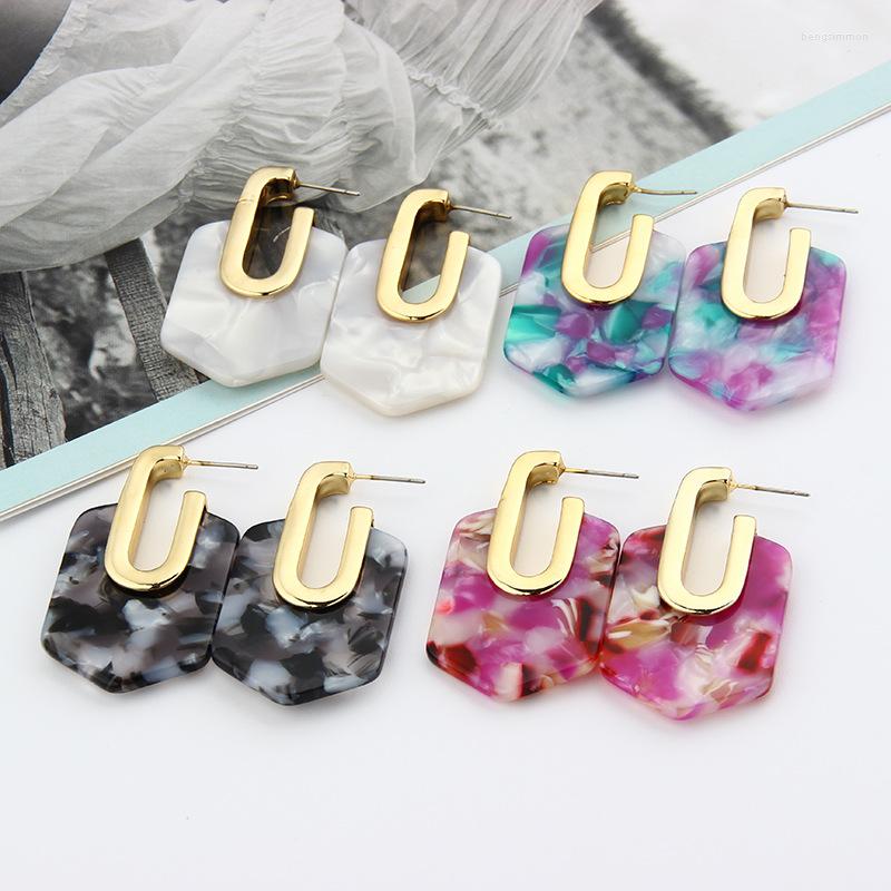 

Dangle Earrings Women 2023 Fuchsia Acrylic Danging Hanging Metal C Big Circle Exquisite Geometric Brincos Bijouterie