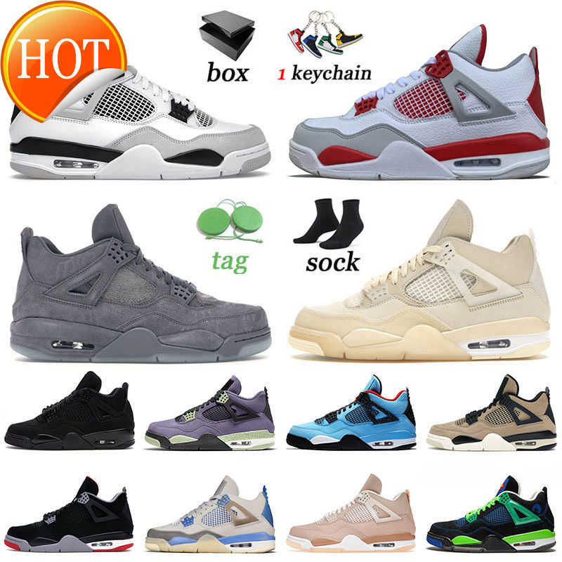 

With Box 2023 Mens Basketball Shoes 4s IV Top Jumpman Offs White Sneakers Sail Kaws Grey TS x Men Women Jorden 4 Black Cat Sports Trainers, D23 kaws grey 40-47