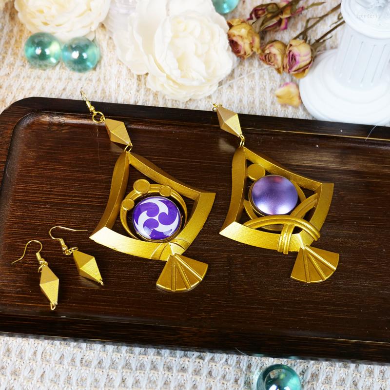 

Dangle Earrings Genshin Impact Yae Miko Asymmetrical Thunder Eye Of God Ear EVA Resin Eardrop Earring Jewelry For Women Cosplay