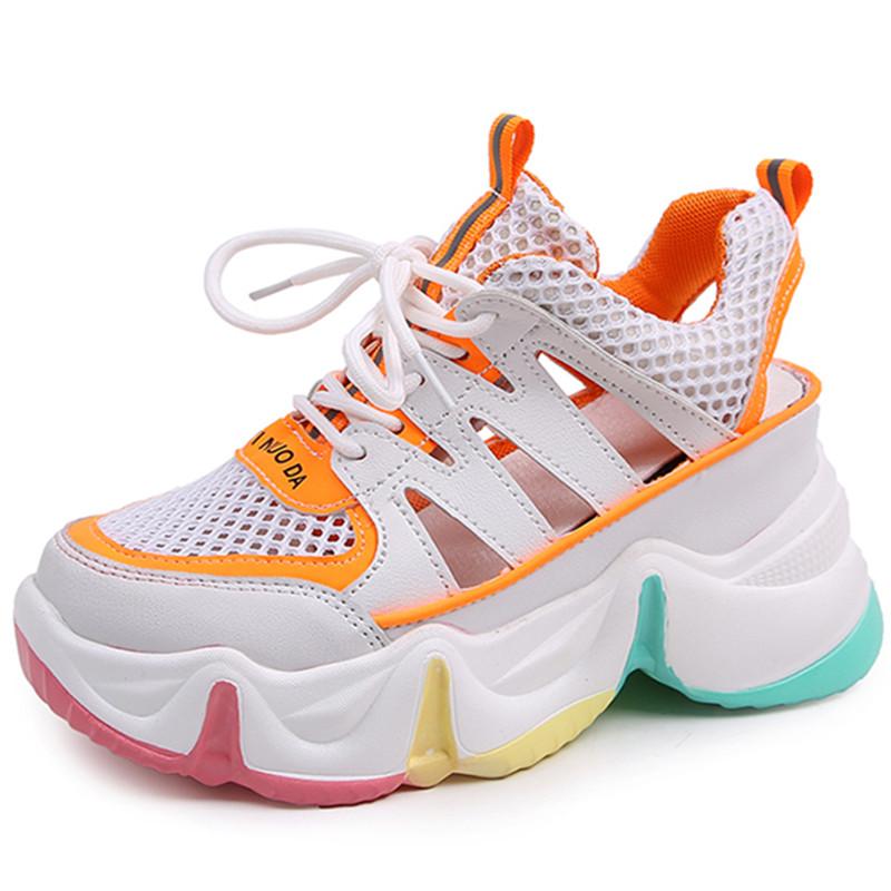 

Sandals Wedge High Heels Women's 2023 Summer Fashion Buckle Platform Rainbow Cutout Womn Shoes Ladies Trainers Footwear, Pink