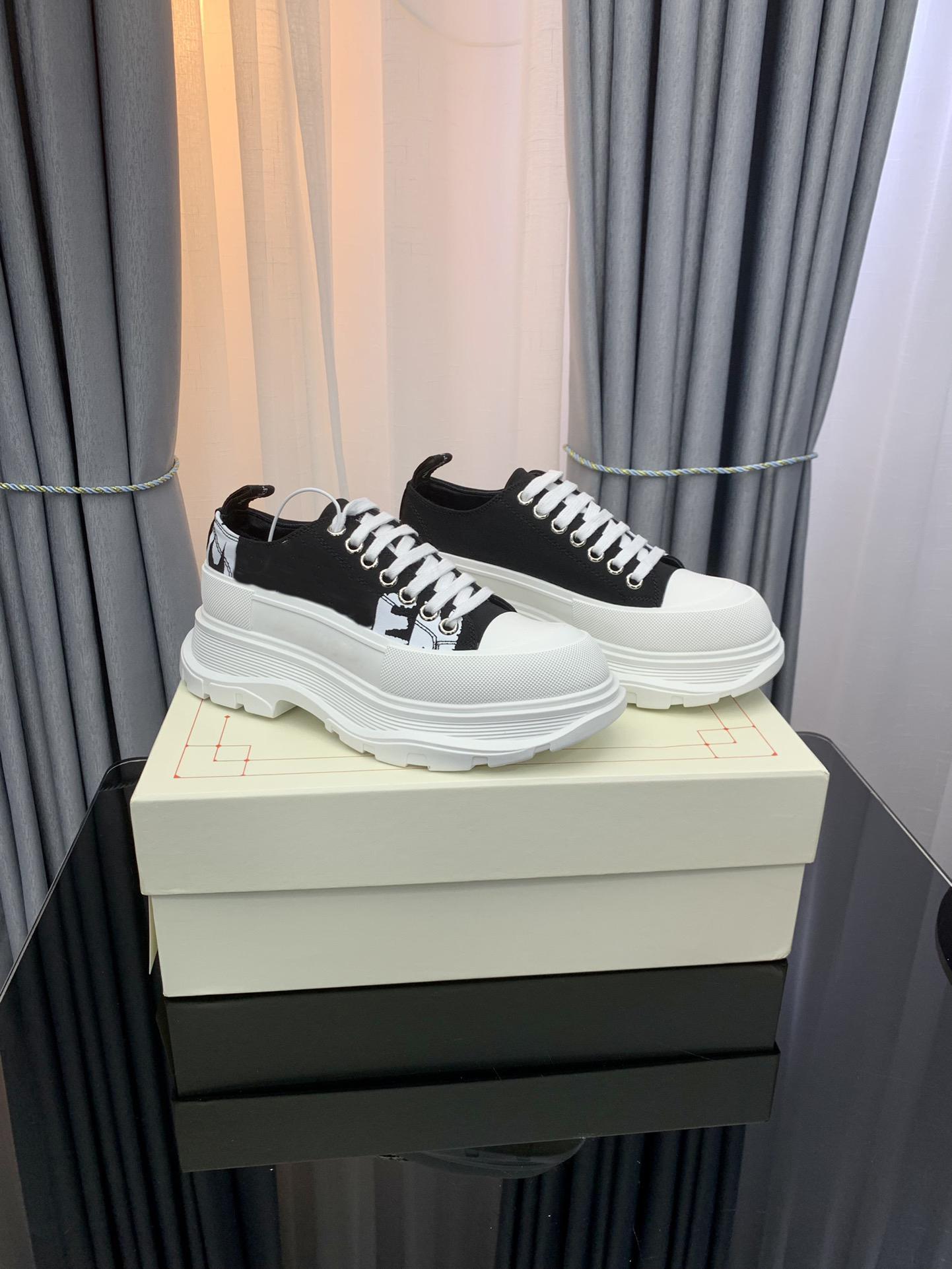 

NEW McQueens Designer Shoes Fashion Tread Slick Casual Shoes Arrivals Platform shoes Canvas Lace Up Sneakers Men And Women Outdoor Shoe 2 Oh, Color 5