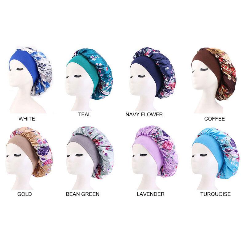 

Beanies Beanie/Skull Caps Fashion Luxury Wide Band Satin Bonnet Cap Comfortable Night Sleep Hat Hair Loss Women Bonnets For Hijab, White