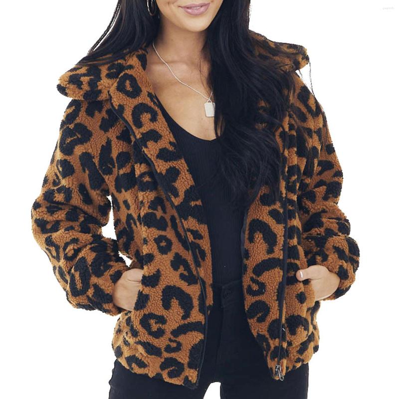 

Women' Jackets Women' Overcoat Classic Leopard Printed Womens Full Length Wool Coat Coral Sweatshirt Women Fleece Jacket Button Up, Brown