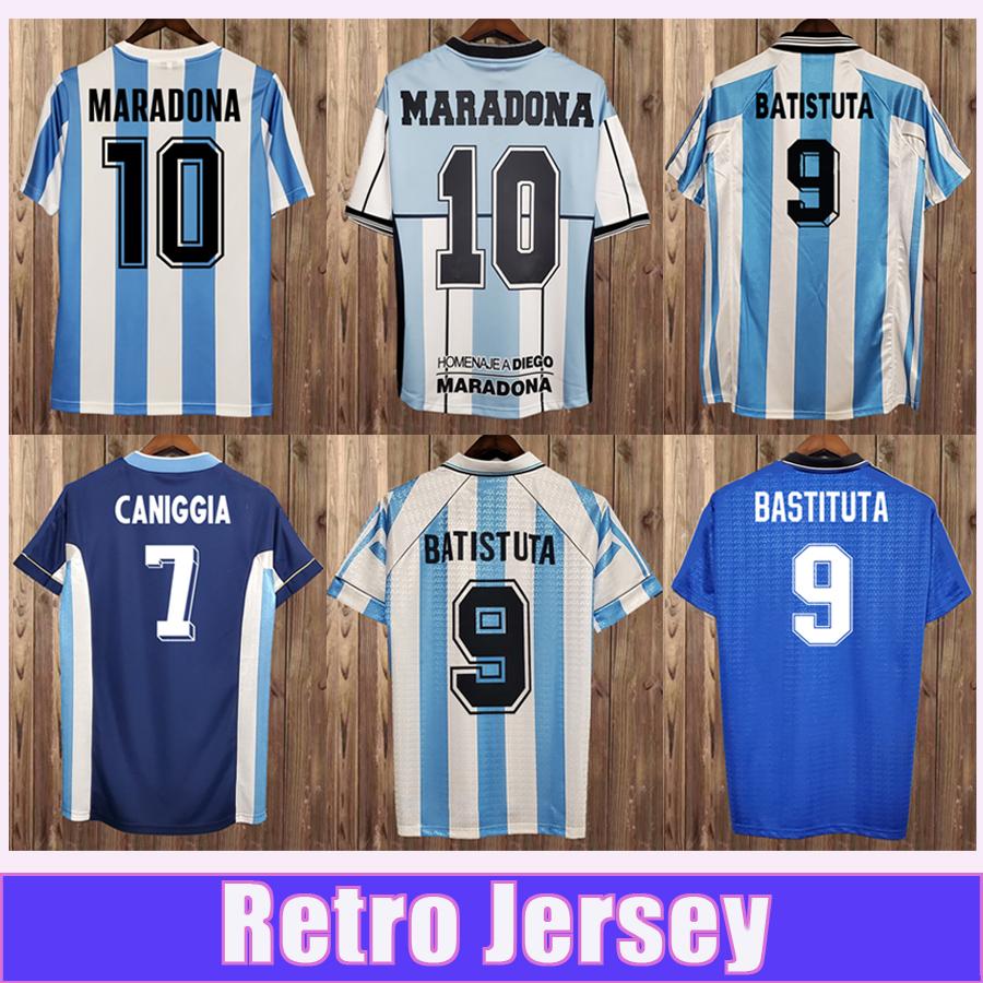 

1978 Argentina RETRO Mens Soccer Jerseys 1986 National Team KEMPES MARADONA 1998 BATISTUTA ZANETTI RIQUELME 2006 2014 Home Away Football Shirts135, Fg1016 1986 home