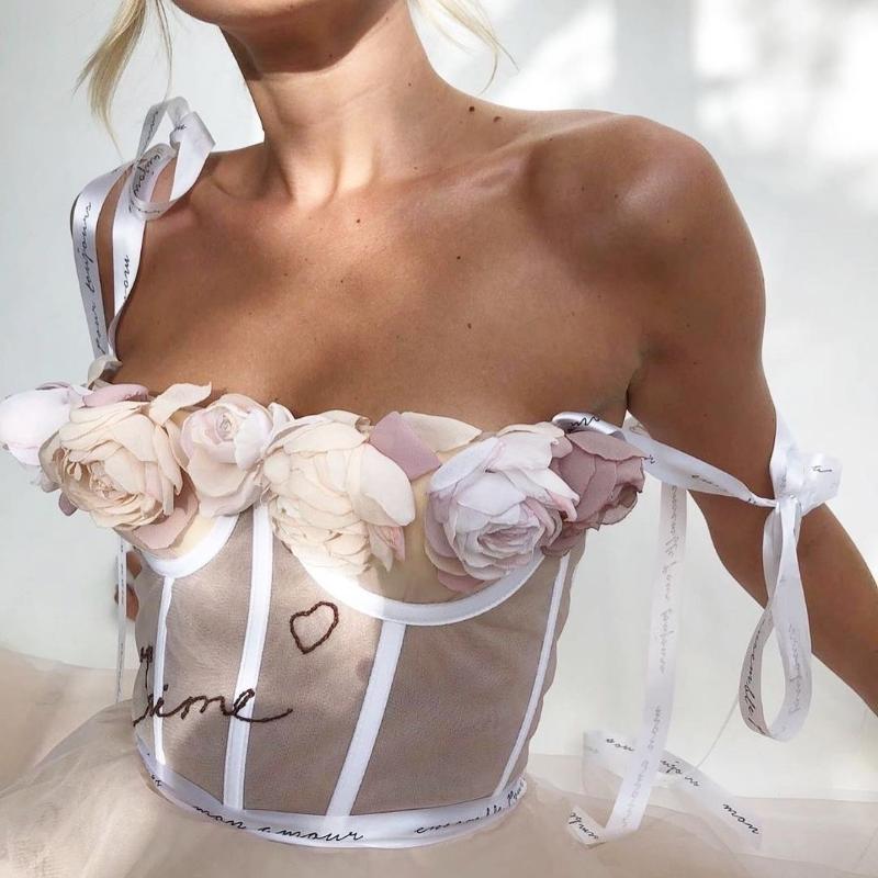 

Women's Tanks & Camis Anibol Luxury Fairy Flower Camisole Slim Embroidery Fishbone Corset 2023 Est Summer Wear Vest Crop TopWomen's, White