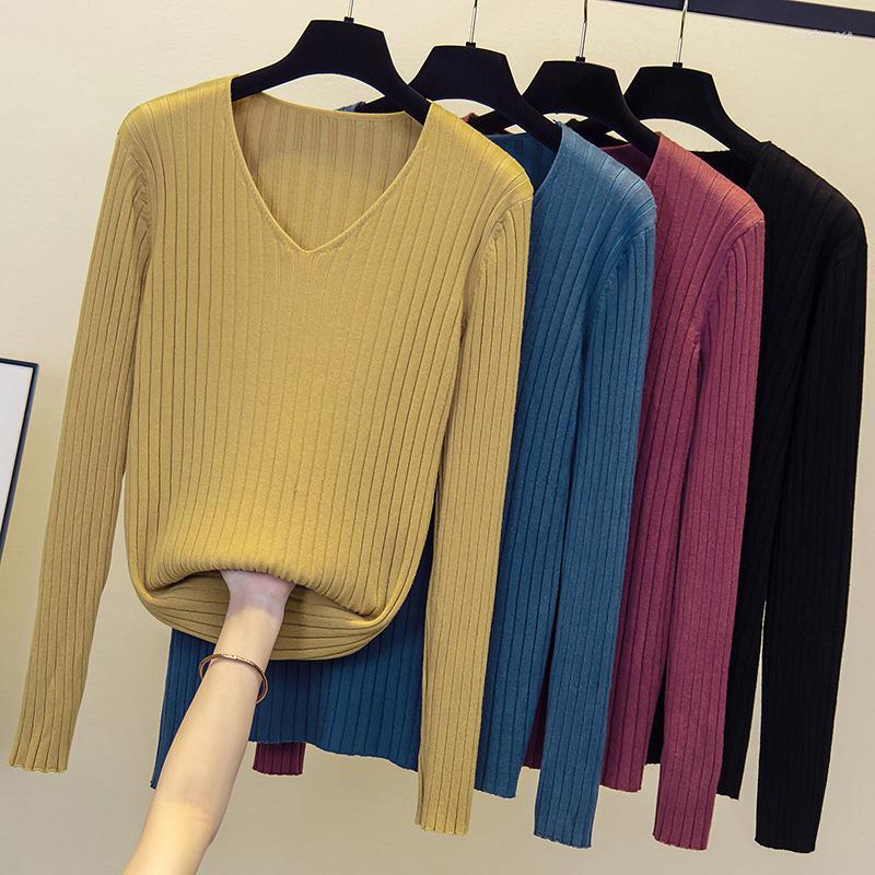 

Women's Sweaters Basic Knitwear Slim Bottoms Stretchy Jumper Top Soft Knit Thin Autumn V Neck Winter Pullover Sweater For Women, Black