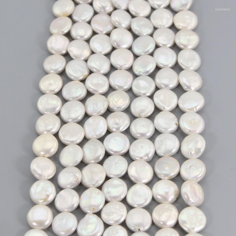 

Chains 14mm Round Cake Fit Necklace DIY Wholesale 5 Strands/Pack White Natural Cultured Freshwater Pearl Beads Button Coin ABG17