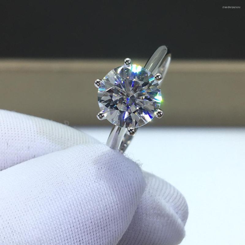 

Cluster Rings Inbeaut Arrival Polished 925 Silver Platinum Plated 2-3 Ct Pass Diamond Test Round Excellent Cut Moissanite Ring Teen Girl
