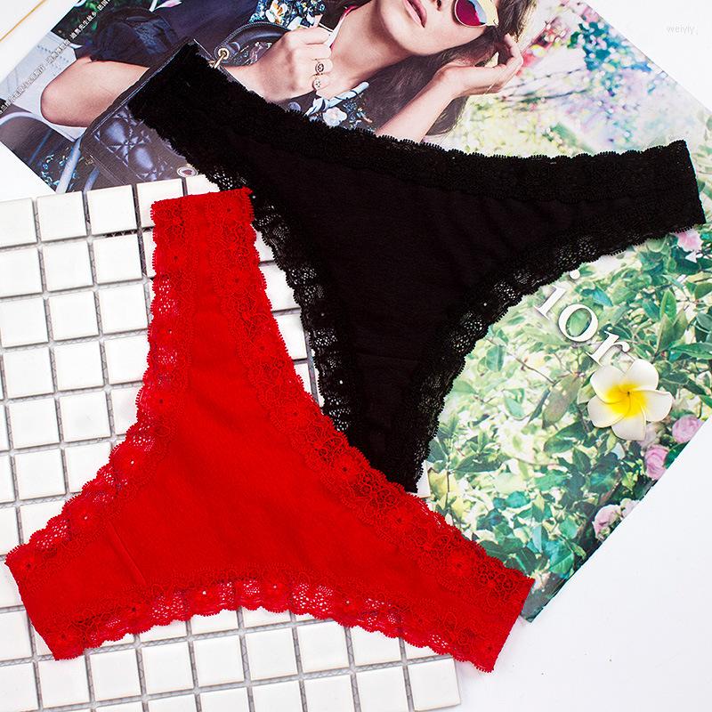 

Women's Panties Women's Sexy Lace Thong Low Waist Cotton T-back Seamless Panty Lingerie Underwear, Black