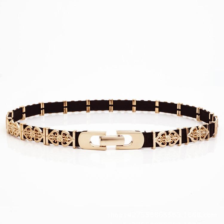 

Belts Women Punk Full Metal Mirror Skinny Waist Belt 2023 Metallic Gold Plate 3cm Wide Chains Lady Ceinture Sashes For Dresses RT67, Black