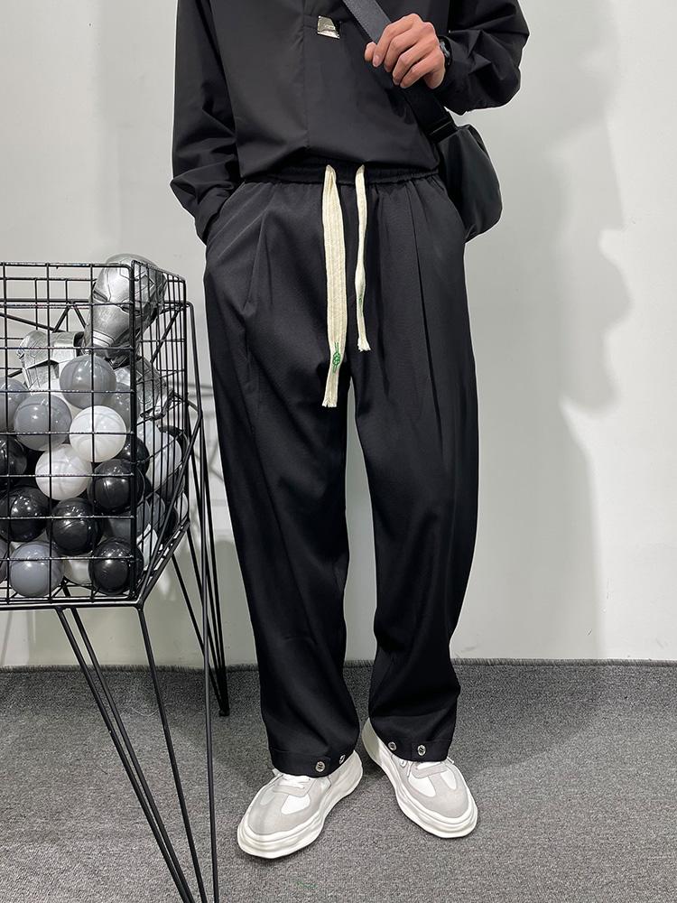 

Men' Pants Trendy Casual Work Clothes Straight Fashion Street Style Youth Loose Sports Wide Leg PantsMen, Black