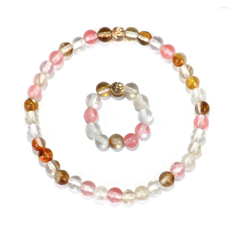 

Charm Bracelets Small Round Natural Stone Elastic Rope Cherry Quartz Crystal Beaded Bracelet For Women Jewelry Yoga Meditation Reiki