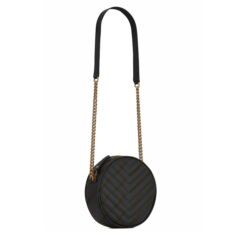 

Circular Purses Tote Bag Women Sholder Bags Fashion Leather With Box and dust bag 17cm, Khaki+gold