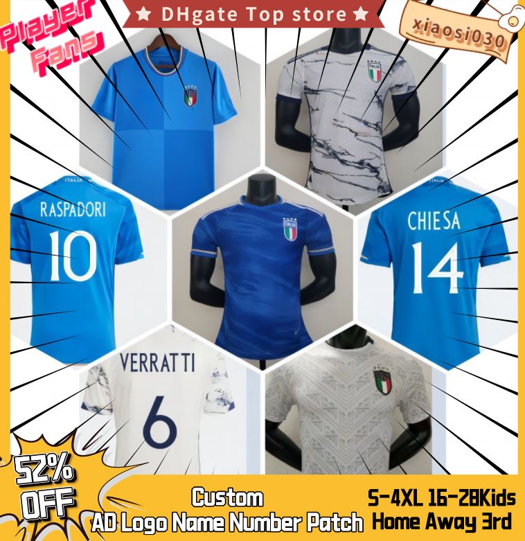

22 23 24 Italy Soccer Jerseys 2023 VERRATTI CHIESA GNONTO football shirts LORENZO PINAMONTI POLITANO GRIFO uniform men kids kit Player version S-XXL TOP, 22 23 home