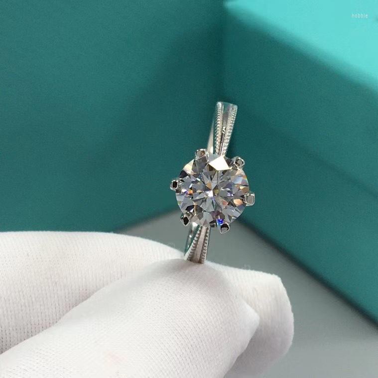 

Cluster Rings S925 Sterling Silver Plated Six Classic Moissanite Diamond Ring 2ct Passed Test Perfect Cut Women Luxury Jewelry