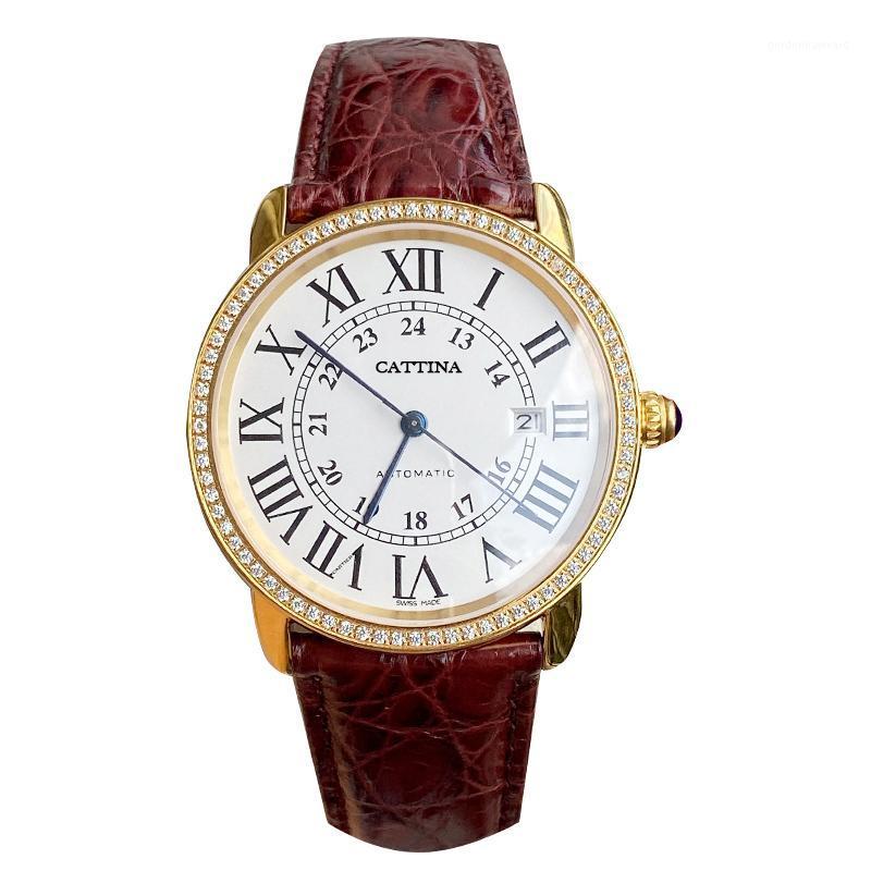 

Wristwatches Men's Watch Quartz Luxury Local Gold Diamond Waterproof Fashion Leather Business, Silver black