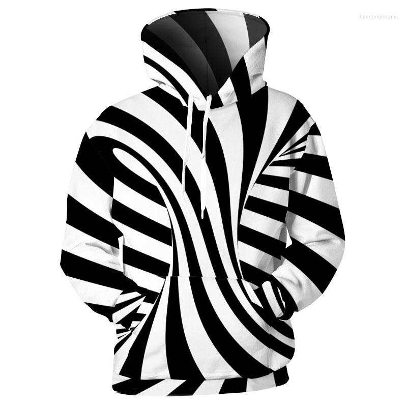 

Men' Hoodies Print Vortex 3D Pullover Black White Stripe Sweatshirts Casual Men/Women Streetwear Harajuku Hoody Tops, Picture shown