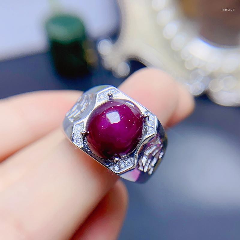 

Cluster Rings Natural Large Particle Ruby Men's Ring 925 Sterling Silver 8 Pigeon Egg