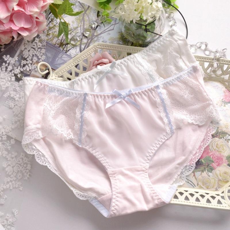 

Women's Panties Princess Style Sexy Hollow Lace Girls Cotton Cute Lovely Sweety Seamless Women Breifs Chiffon Solid Knickers UnderwearWomen', Blue