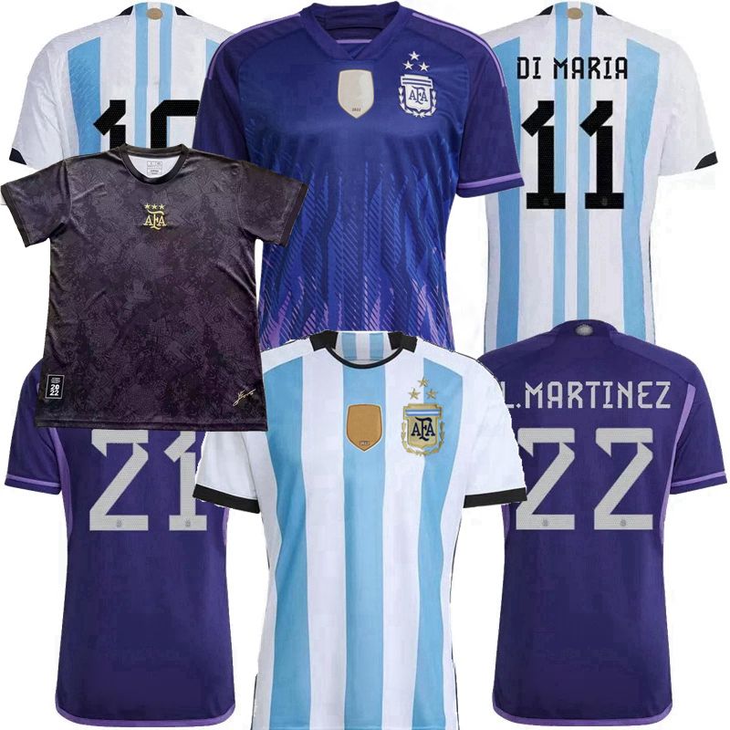 

3 stars Player Fans Argentina Soccer Jerseys 2022 2023 E.FERNANDEZ J.ALVAREZ MARTINEZ DYBALA DI MARIA Maradona MAC ALLISTER national football women kids shirt 4XL 6, 3 stars player tight away+world 2022