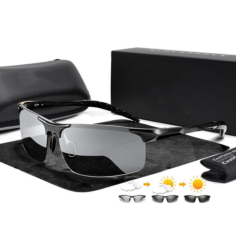

Sunglasses Aluminum Rimless Pochromic Men Polarized Day Night Driving Glasses Chameleon Anti-GlareSunglasses