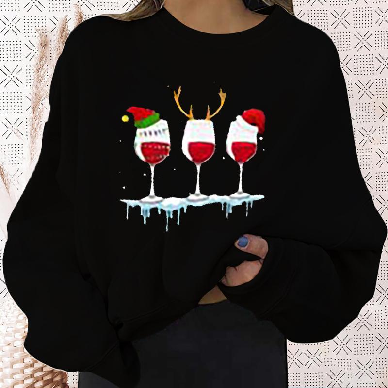 

Women's Hoodies & Sweatshirts Women Floral Print Sweatshirt Coats Casual O-Neck Long Sleeve Pullover Loose Hoodie Tops WDC433, Black