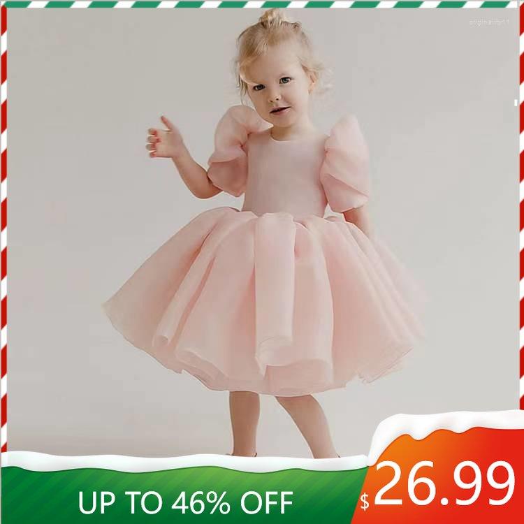 

Girl Dresses Little Girls Puff Sleeve Flower Pageant For Wedding Princess Kids Tutu Party Ball Gown Special Occasion Clothes, Black