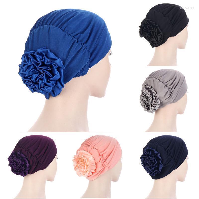 

Beanies Beanie/Skull Caps Big Flower Hijab Volumizers Turban Bonnet For Women Muslim Under Solid Color Islamic Inner Hijabs Headwrap Chemo, Grey