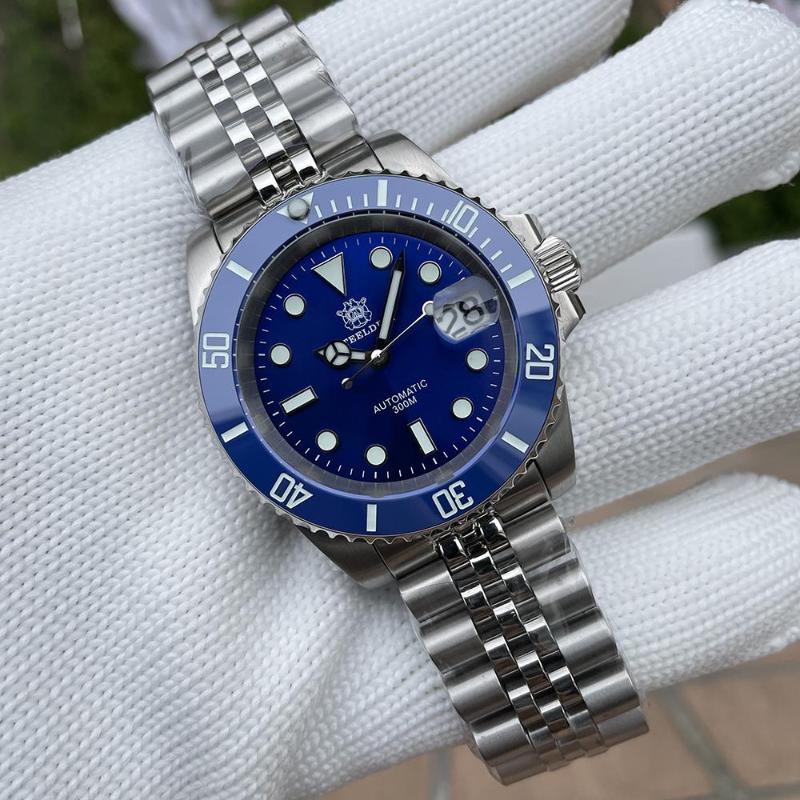 

Wristwatches SD1953 Water Ghost Dive Watch Ceramic Bezel Swiss Luminous NH35 Movement STEELDIVE 300M Waterproof Wristwatch, 53v2-bl-05l