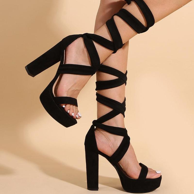 

Sandals Platform Chunky Heels Ankle Strap 2023 Springg Summer Wedding Shoes Fashion Office Lady Flock Sexy Woman, Gold 3