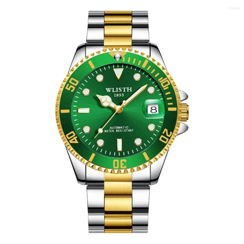 

Wristwatches Men's Watches Automatic Mechanical Business Wristwatch Waterproof Stainless Steel Strap Watch For Man Skeleton Calendar, Blue