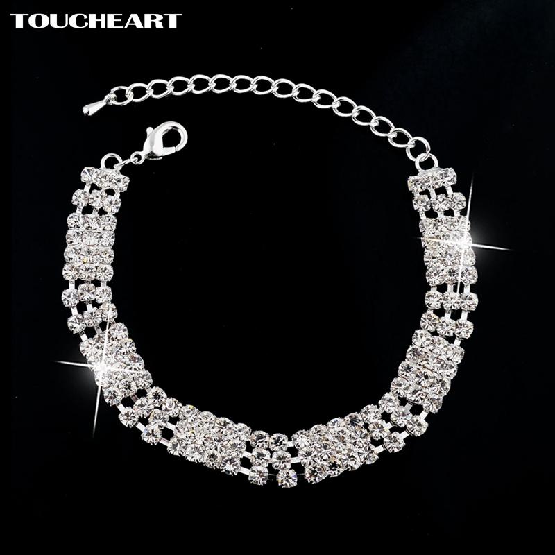 

Link Bracelets Ins Classic Silver Color Rhinestone Crystal For Women Wedding Jewelry Pulseras Sbr140159 Chain