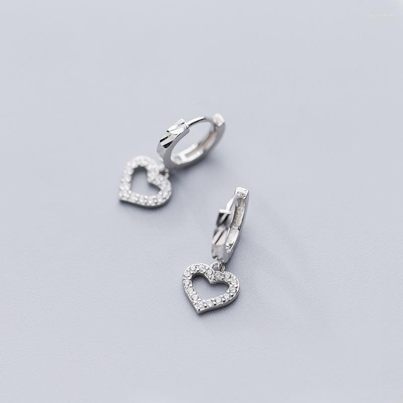 

Hoop Earrings MloveAcc Vintage Real 925 Sterling Silver CZ Heart Women Fashion Jewelry