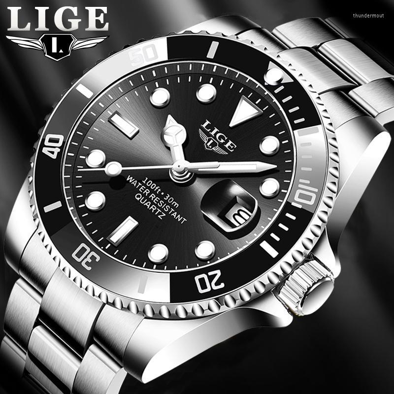 

Wristwatches Relogio Masculino LIGE Top Fashion Diver Watch Men 30ATM Waterproof Date Clock Sport Watches Mens Quartz WristwatchWristwatches, Rose gold black