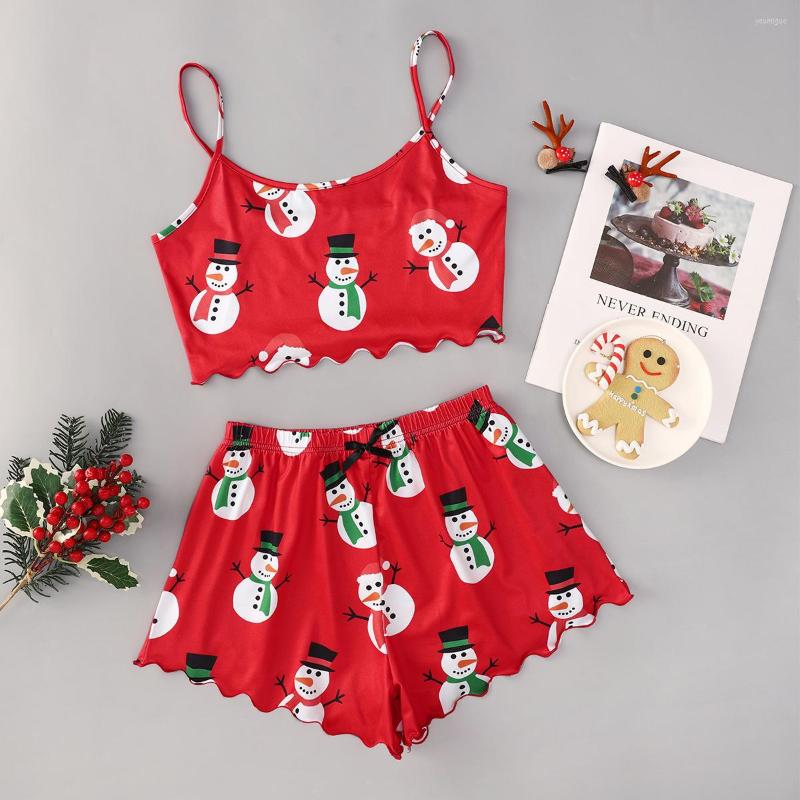

Women's Sleepwear Sexy Floral Pajama Set Women's 2 Pieces Christmas Pyjamas Cotton Cami Top And Shorts Pajamas Summer XXL, 23