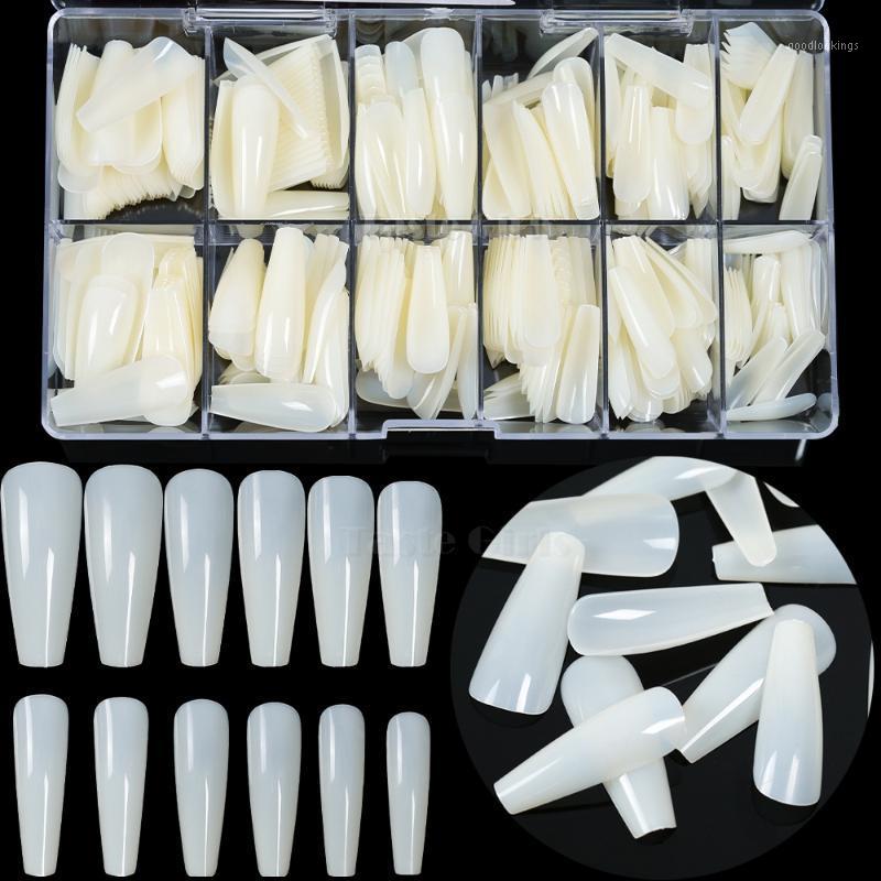 

False Nails 504PCS/Box 12 Sizes Pure Ivory Natural White Coffin Xtreme Sculpt Ballet Nail Tips Fake Fingernail Extension Manicure, Clear 504pcs
