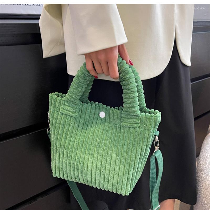 

Evening Bags Corduroy Women's Bag Trend Handbags Niche Versatile Bucket Shoulder Female Solid Button Crossbody, Green