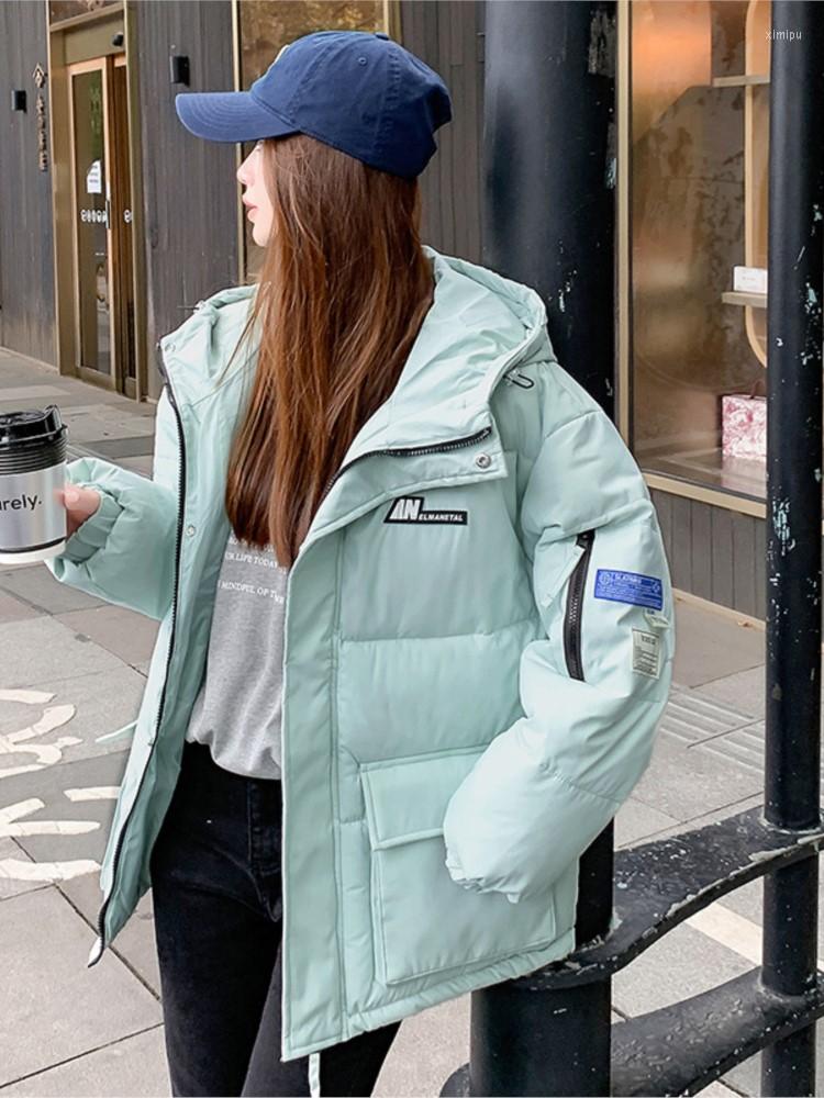 

Women' Trench Coats Winter Jacket Female Fashion Ins 2023 Thickened Puffer Student Style Loose Hooded Cotton-Padded Coat 2209X, Beige