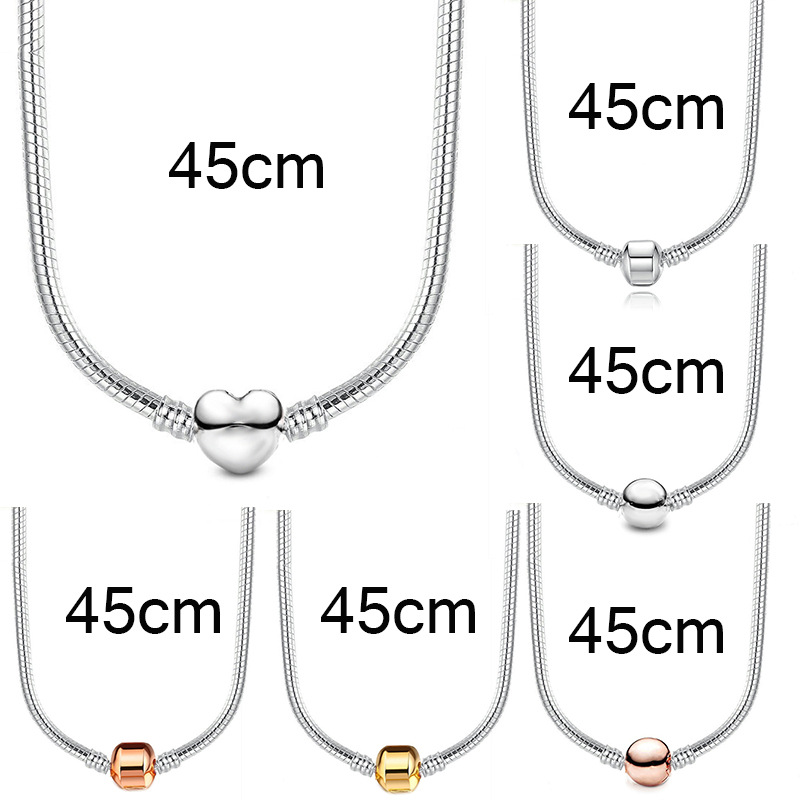 

Fashion Snake Chain Necklace Choker for European Clasp Charm Bead Bangle Bracelets Designer 45cm