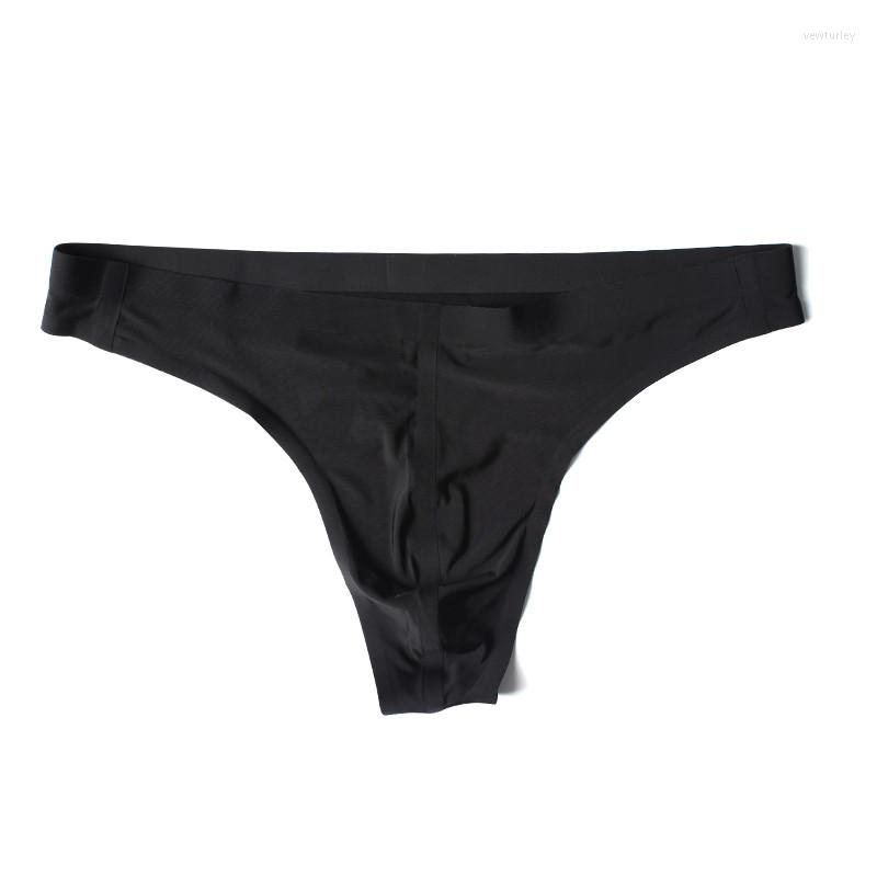 

Underpants Man Underwear Thongs Sexy Ice Silky Briefs Panties Male Gay Low Waist Jockstrap T-Back Soft Thong G-String, Black
